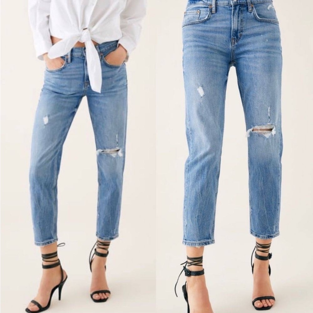 Zara The New Slim Straight Light Wash Valley Blue Jeans Sz 10.